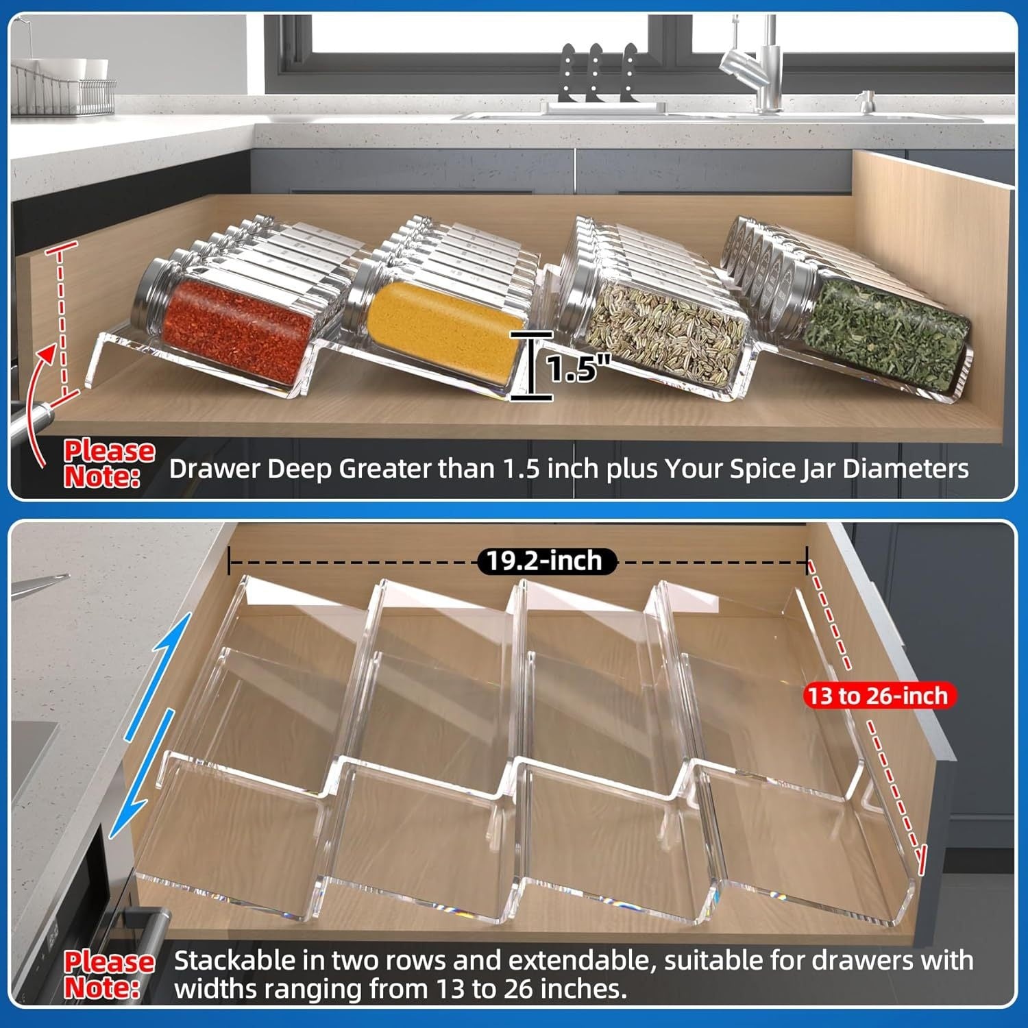 Find Your Spices Instantly! Clear Acrylic Kitchen Organizer Rack